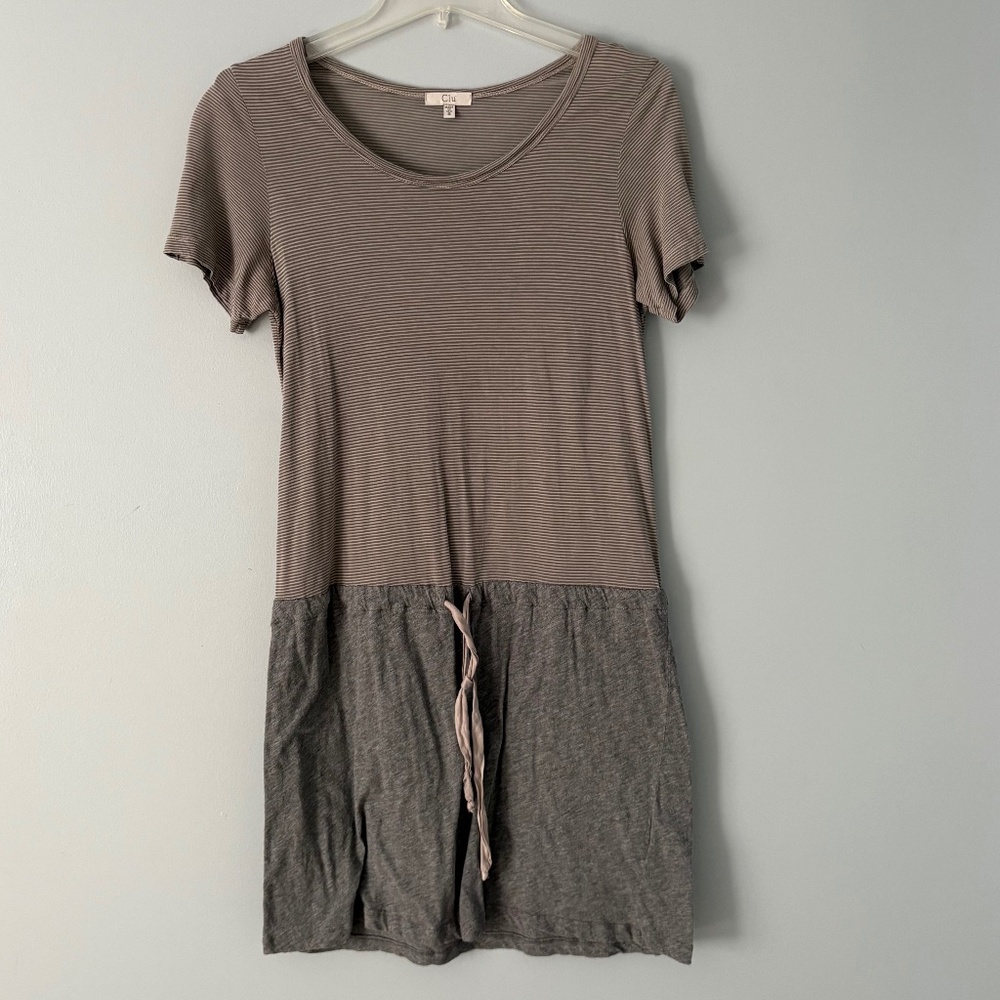 Clu Brand T-shirt Dress with Tied Cinch Waist